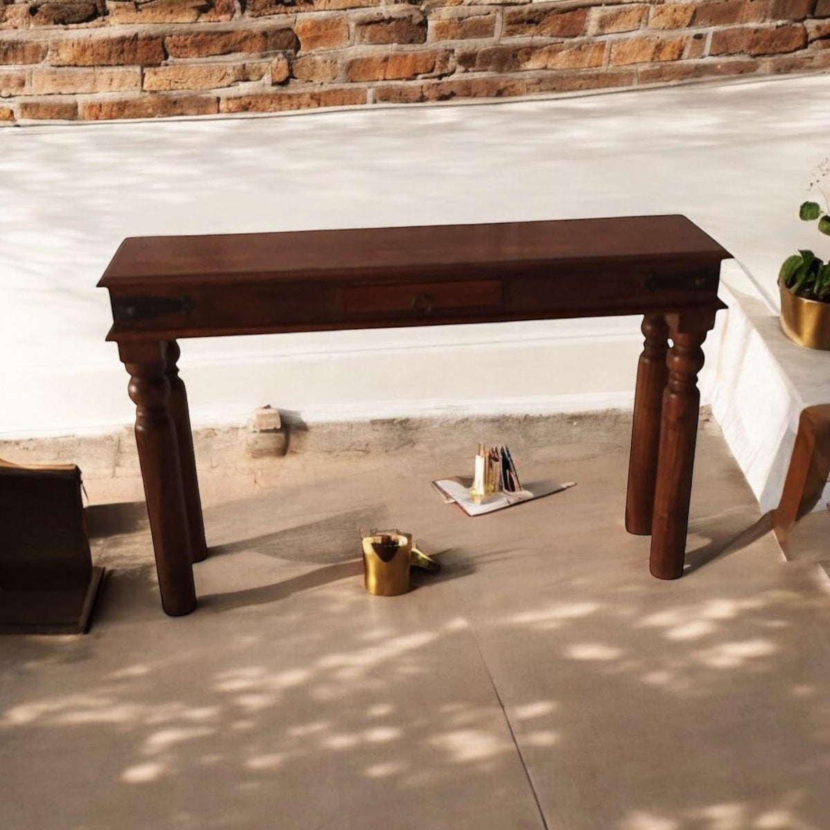 AcaciaHome 120cm Wooden Console Table – Elegant Hallway, Entryway and Living Room Table with Spacious Surface
