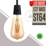 Ledsone 5 Pack E27 ST64 Vintage LED Edison Bulbs, 6W Dimmable Warm White 2700K – Amber Glass Filament