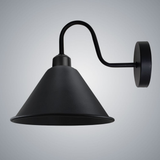 Vintage Cone Wall Light with Swan Neck and E27 Socket – Dimmable Indoor Sconce, Black