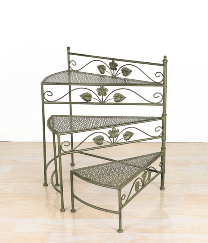3 Tier Metal Plant Stand – Victorian-Style Iron Work for Home and Garden