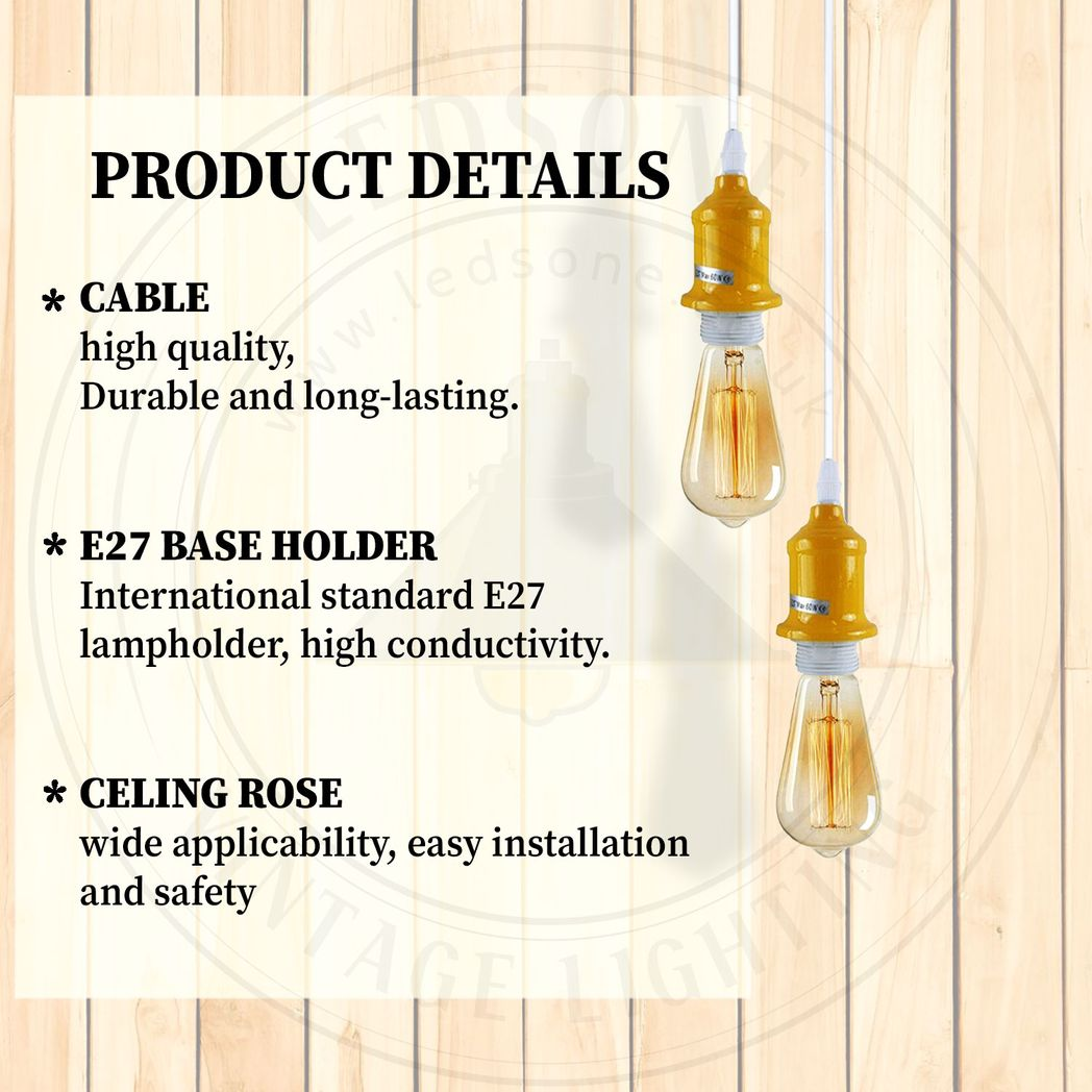 LEDSONE 10 Pack Industrial Pendant Light Fitting with E27 Lampshade Holder and 95cm Adjustable Cable