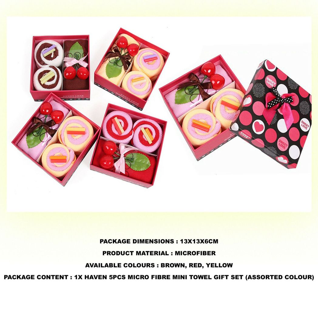 Haven 5 Piece Microfibre Mini Towel Gift Set – Christmas Themed Quick-Drying Towels, Assorted Colours