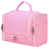 Vinsani Hanging Toiletry Bag with Double Zips, Mesh Pockets & Elastic Loops – Compact Travel Wash Bag, Pink