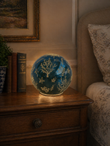 Avilo Enchanted Turquoise Glow Orb with Sea Bed Motif and Soft Yellow Glow – Bedside & Mantel Decor Light
