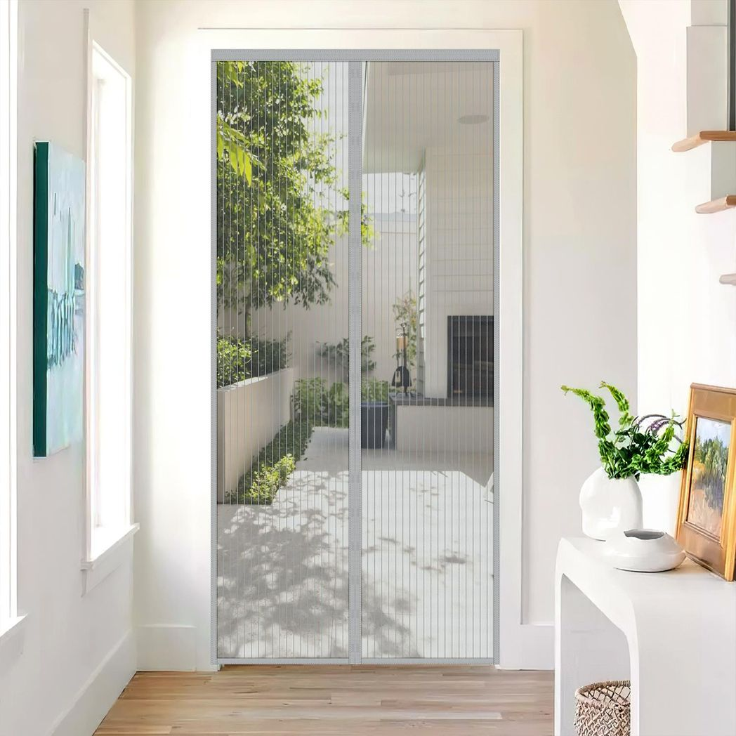 VINSANI Magnetic Insect Door Screen Curtain – Fly and Mosquito Barrier for Doorways, Grey
