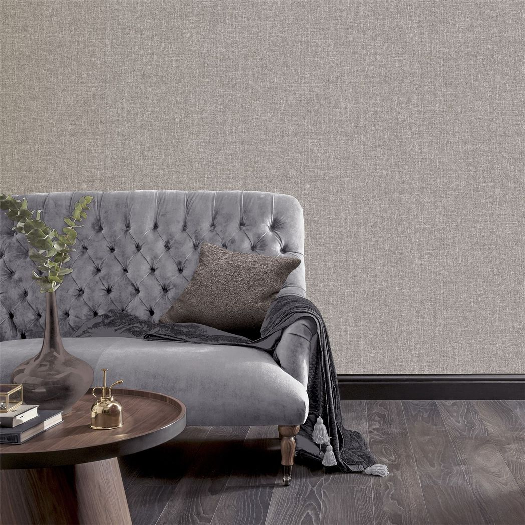 Arthouse Luxe Hessian Heavyweight Vinyl Wallpaper – Fabric Texture Paste the Wall, Mink