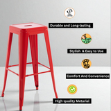 76 cm Industrial Metal Bar Stool with Steel Frame – Sturdy Seating for Kitchen Islands and Home Bars, Red