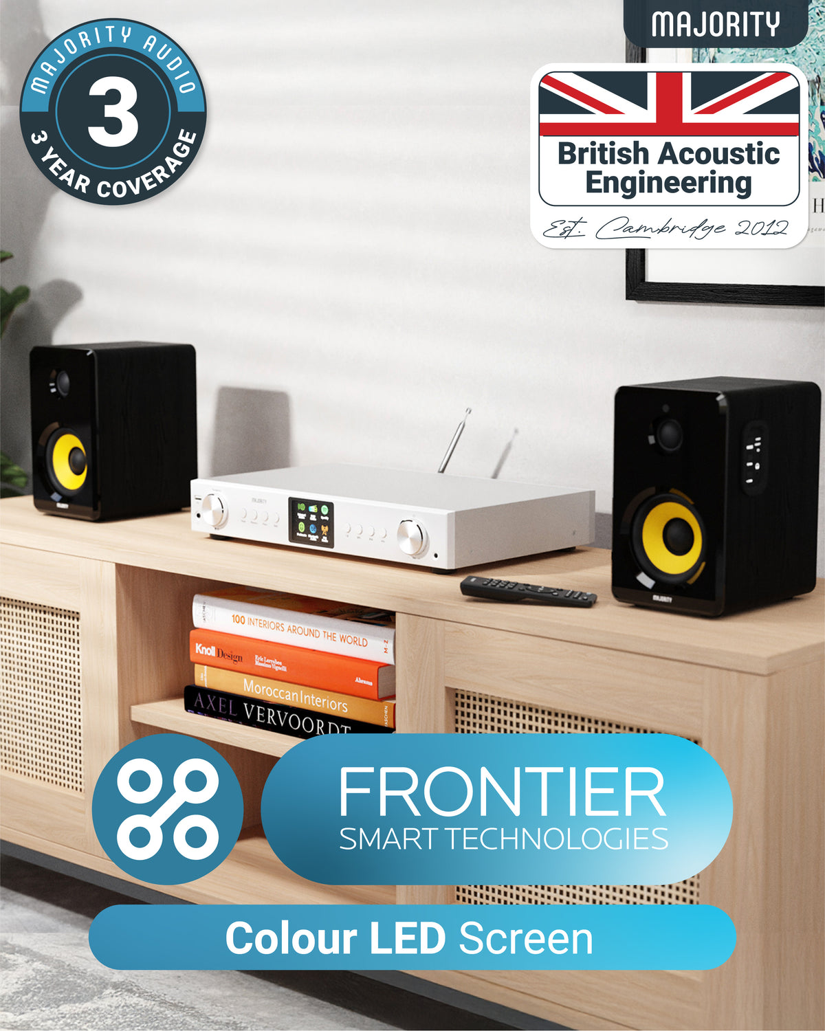 Majority Fitzwilliam 2 Hi-Fi System – Internet, DAB/DAB+ & FM Radio with Spotify Connect, Bluetooth, Silver