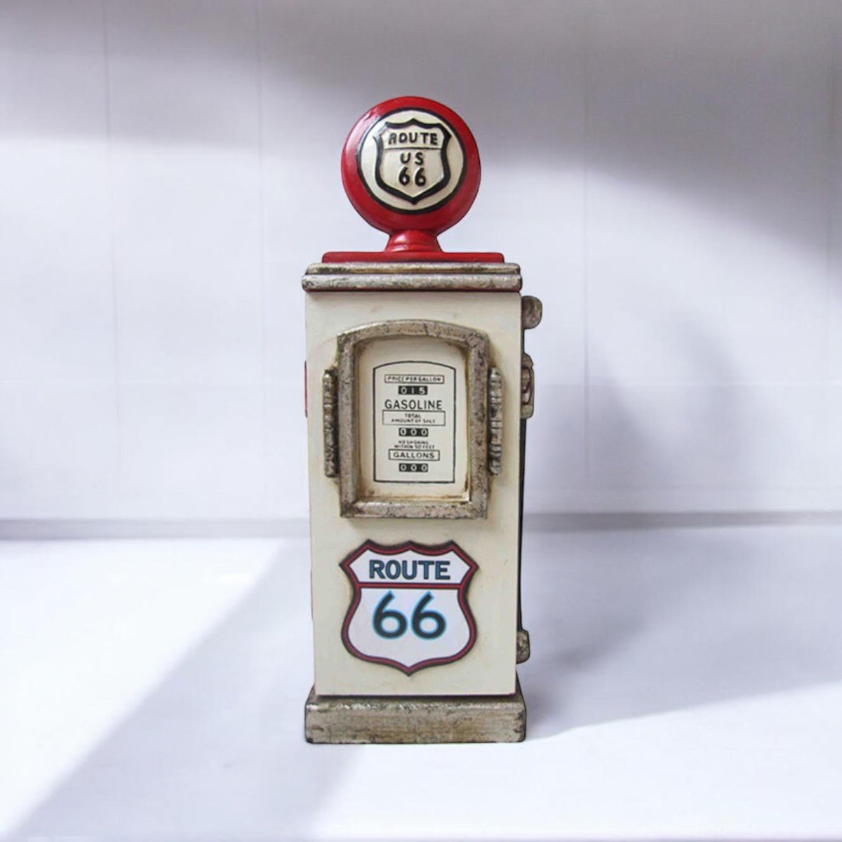 AcaciaHome Wooden Petrol Pump Key Box – Vintage Cream Storage for Keys, Freestanding or Wall Mounted