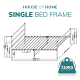 Extra Strong Single Metal Bed Frame with Heavy-Gauge Steel Construction – Kids and Guest Rooms, Black