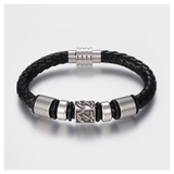 Aye Do Gifts Men's Nautical Faux Leather Bracelet – Silver Beads, Magnetic Clasp