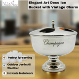 Vintage 32cm Silver Aluminium Ice Bucket with Side Handles – 4-Bottle Wine Cooler for Parties & Home Bars