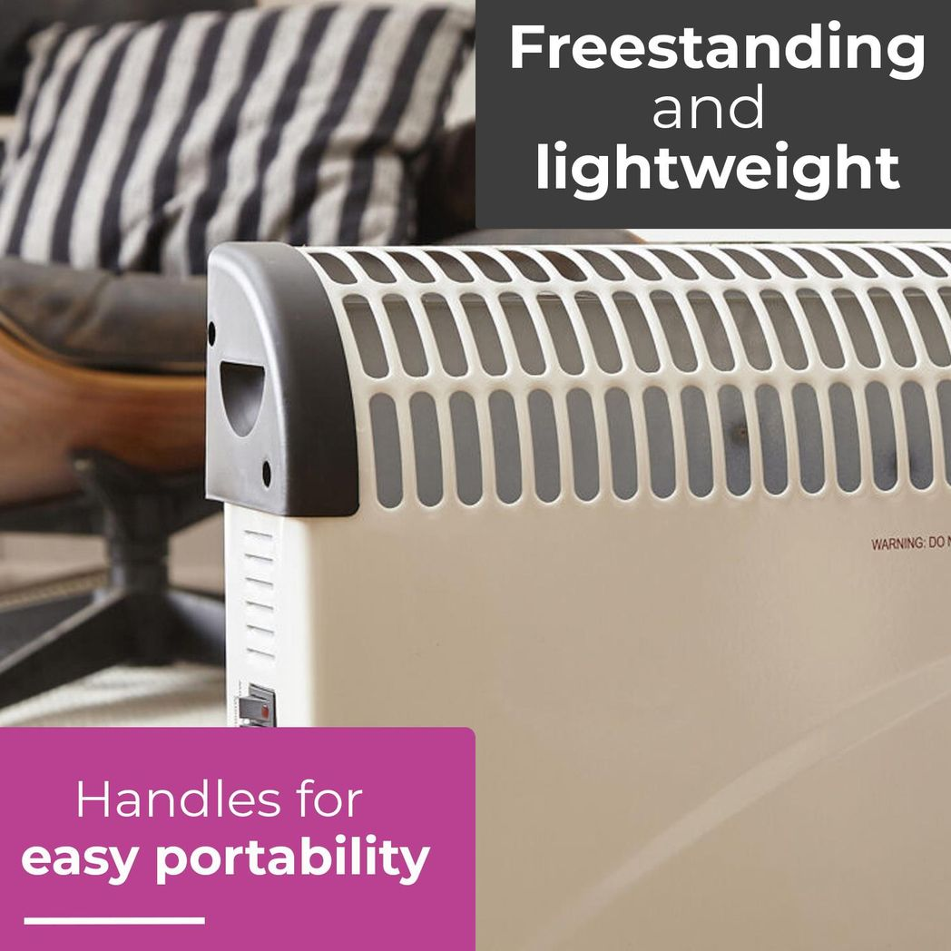 Neo 2000W Freestanding Convector Heater with Adjustable Thermostat, 3 Heat Settings & Overheat Protection