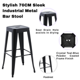 76 cm Industrial Metal Bar Stool with Steel Frame – Sturdy Seating for Kitchen Islands and Home Bars, Black