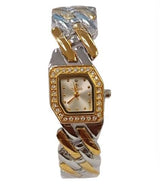 Clasico Ladies Bling Water-Resistant Bracelet Watch – Silver Dial, Two-Tone Metal Strap