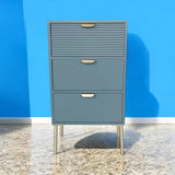 AcaciaHome Wooden 3 Drawer Chest with Solid Pine Top & Metal Handles – Compact Bedroom Storage, Blue