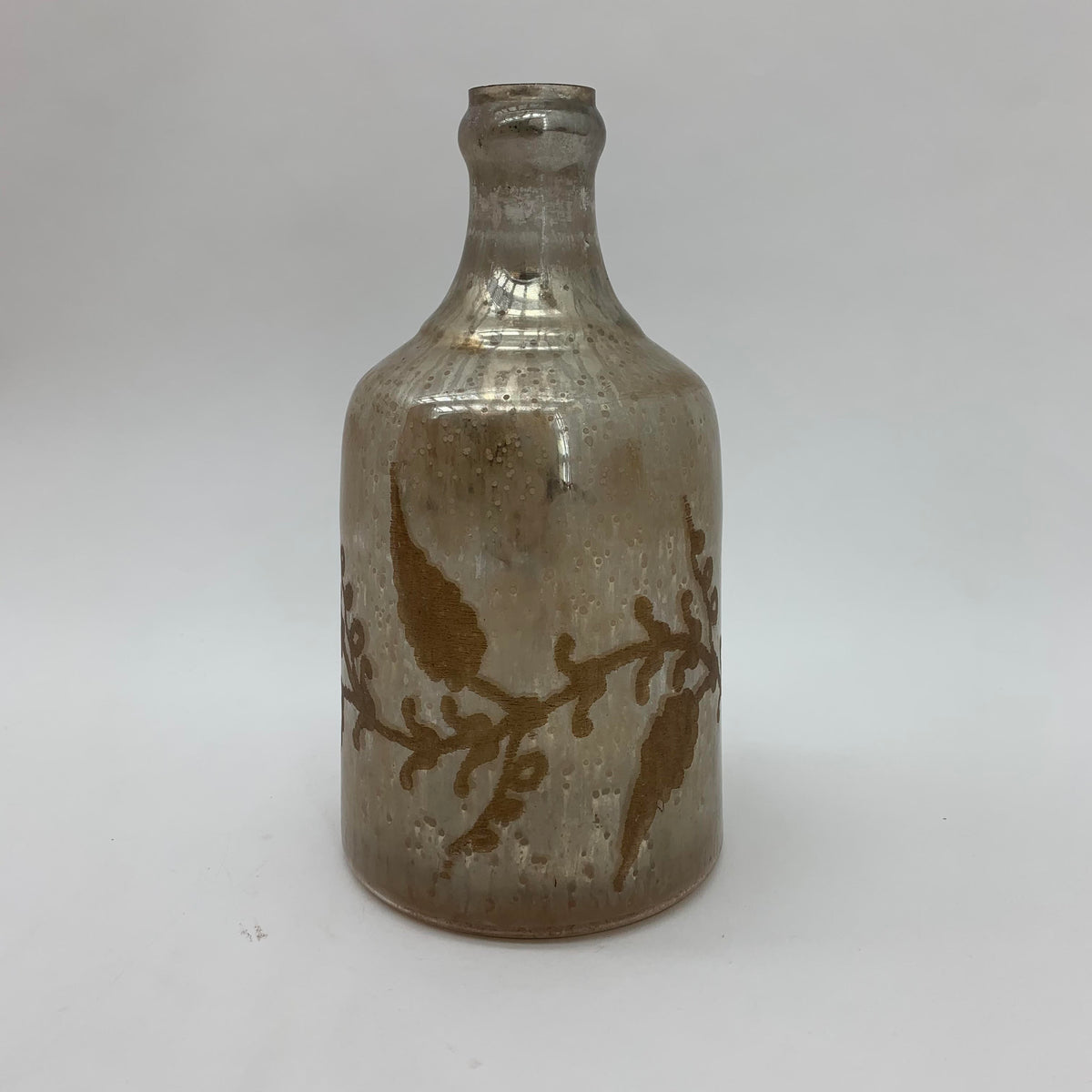 Rustic Silver and Gold Decorative Bottle Vase for Fresh or Dried Flowers – Home Décor and Gift Idea