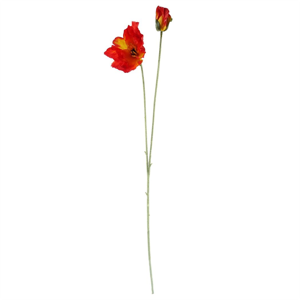 Pack of 6 x 100cm Artificial Poppy Stem – 2 Flowers