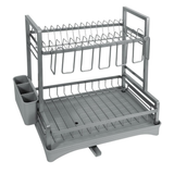 Vinsani 2-Tier Detachable Dish Drainer – Space-Saving Vertical Kitchen Drying Rack, Grey