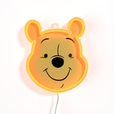 YELLOWPOP Disney Winnie the Pooh Face LED Neon Sign – USB Licensed Wall Light for Nursery or Living Room