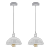 White Dome Metal Pendant Shades, 21cm – 2 Pack