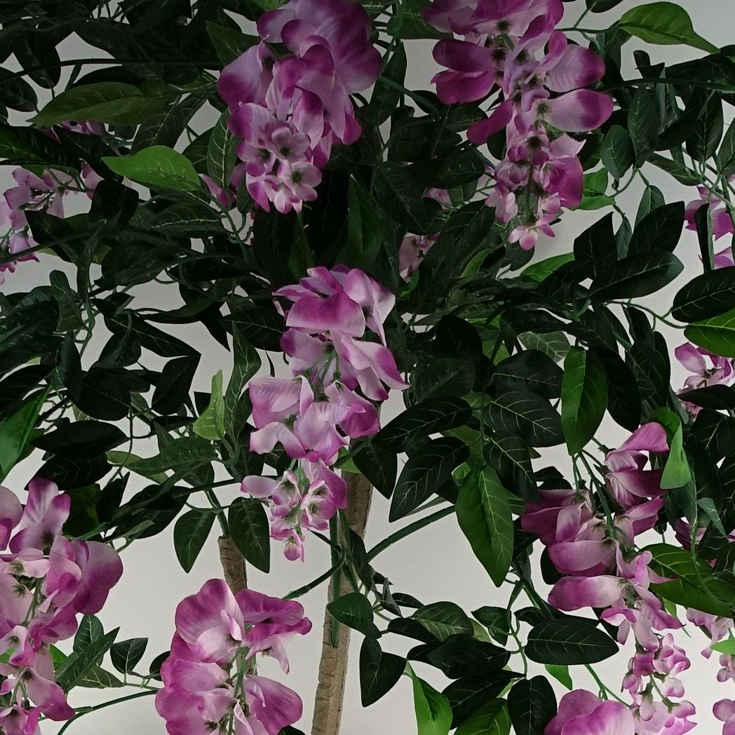 Leaf Artificial Wisteria Tree, 150cm Realistic Faux Tree in Pot – Light Pink & Purple