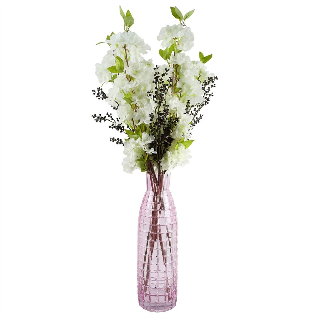 Leaf Design UK Pack of 6 Artificial Blossom Stems with Silk Flowers – 100cm Floral Decor, White