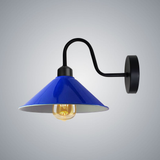 Vintage Swan Neck Wall Light with Cone Shade and E27 Socket – Dimmable Indoor Wall Sconce, Navy Blue
