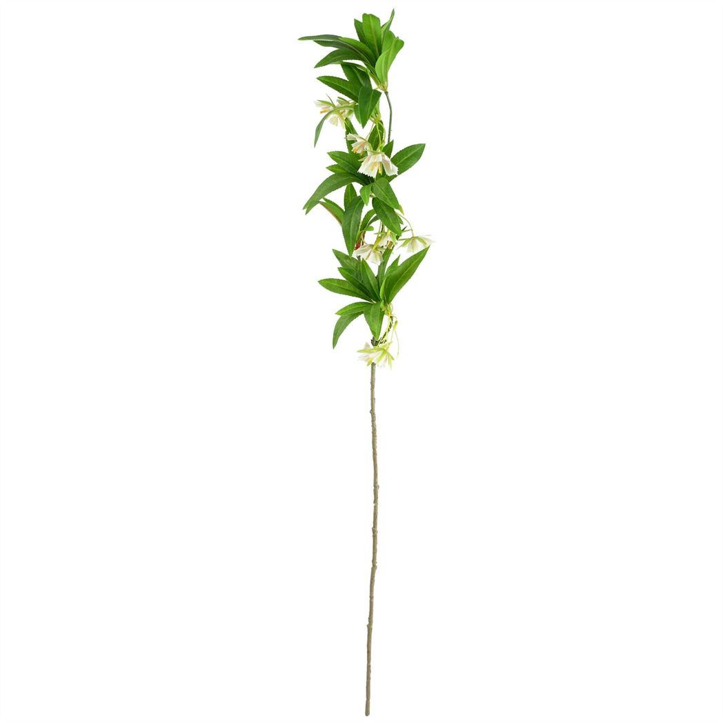 Pack of 6 Artificial Hainan Elaeocarpus Stems, 90cm with Plastic Leaves and Flowers – Faux Foliage