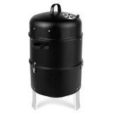 Vertical Steel Charcoal Smoker – Heavy-Duty Double-Layer Round BBQ Grill for Outdoor Cooking, Black