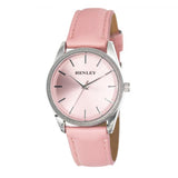 Henley Ladies Colourful Round Watch with Pink Soft Faux Leather Strap