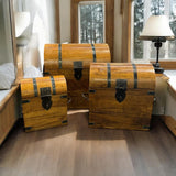 Set of 3 Nesting Wooden Storage Chests with Space-Saving Design – Toys, Crafts and Keepsakes