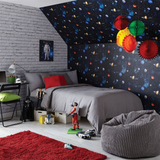 Arthouse Cosmos Space Wallpaper with Planets & Stars – 3D Photographic Effect Kids Room Covering, Charcoal