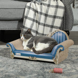 PawHut 2-in-1 Cat Scratcher and Lounge Bed with Catnip, Corrugated Cardboard – Blue