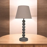 AcaciaHome Tall Wooden Washed Table Lamp, 42cm – Taupe Linen Empire Shade, Shabby Chic Style, Dark Grey
