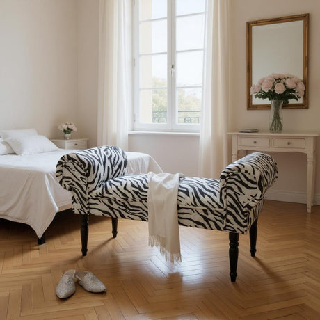 Zebra print crushed velvet bed end chaise