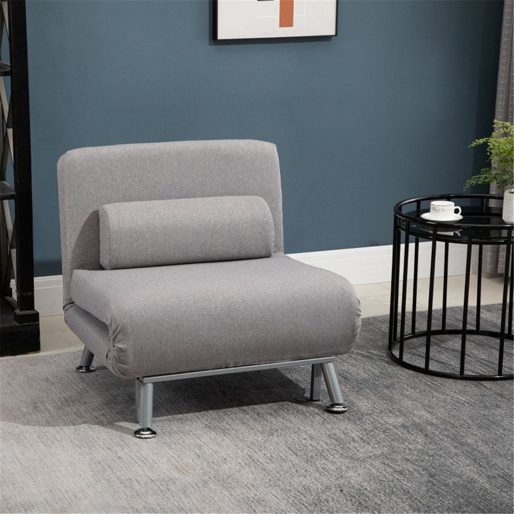 Grey Armless Chair Bed dimensions diagram