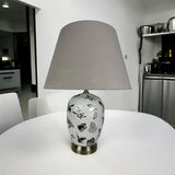 Oriental Floral Ceramic Table Lamp with Drum Shade – Decal Patterns, Soft Ambient Lighting