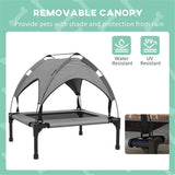 Raised Dog Bed with UV-Resistant Canopy, Breathable Mesh & Steel Frame – Elevated Pet Cot, Light Grey