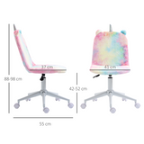 Vinsetto Fluffy Unicorn Office Chair with Ears & Silver Horn, Height Adjustable – Rainbow Kids & Teens Swivel Desk Chair