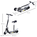 HOMCOM 120W Foldable Electric Scooter with Adjustable Seat, Hand Brake & Kickstand – Kids Ride-On for Ages 7–12