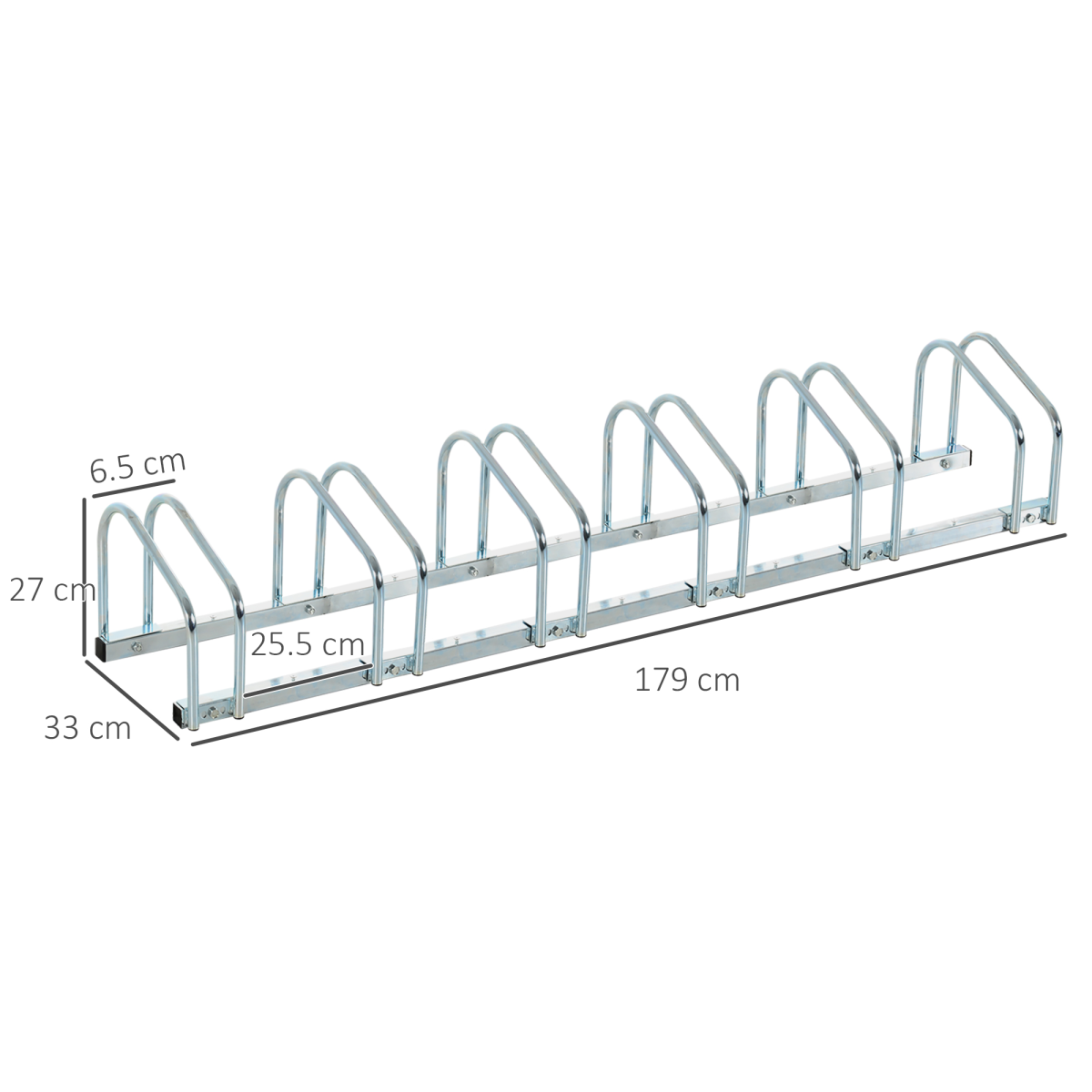 HOMCOM 6 Bike Parking Rack with Detachable Stands – Galvanised Steel Floor or Wall Mounted Bicycle Storage