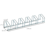 HOMCOM 6 Bike Parking Rack with Detachable Stands – Galvanised Steel Floor or Wall Mounted Bicycle Storage