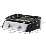 Outsunny Portable Gas Plancha BBQ Grill with 2 Stainless Steel Burners, 6kW – Non-Stick Hotplate & Grease Box