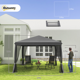 Outsunny 3x3m Heavy Duty Pop Up Gazebo with Removable Mesh Sidewalls & Carry Bag – Event Party Tent, Grey