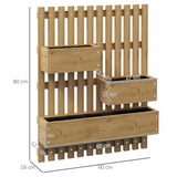 Outsunny Wall-Mounted Wooden Planters with Trellis – Raised Garden Beds for Climbing Plants, Carbonised