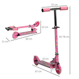 Kids Folding Scooter with Light-Up Wheels, Music and Adjustable Height – For Ages 3–7, Pink