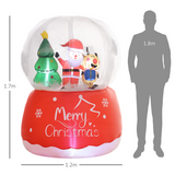 Outsunny 5.5ft Christmas Inflatable Snow Globe with Santa, Reindeer & Tree, LED Lights – Outdoor, Red