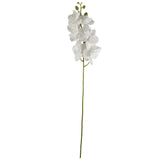 Leaf Artificial Phalaenopsis Orchid Stem with 7 Flowers & Wired Shapable Stem – Home Decor, White, 100cm