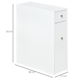 HOMCOM Slim Bathroom Floor Cabinet with Large Drawer & Storage Compartments – White
